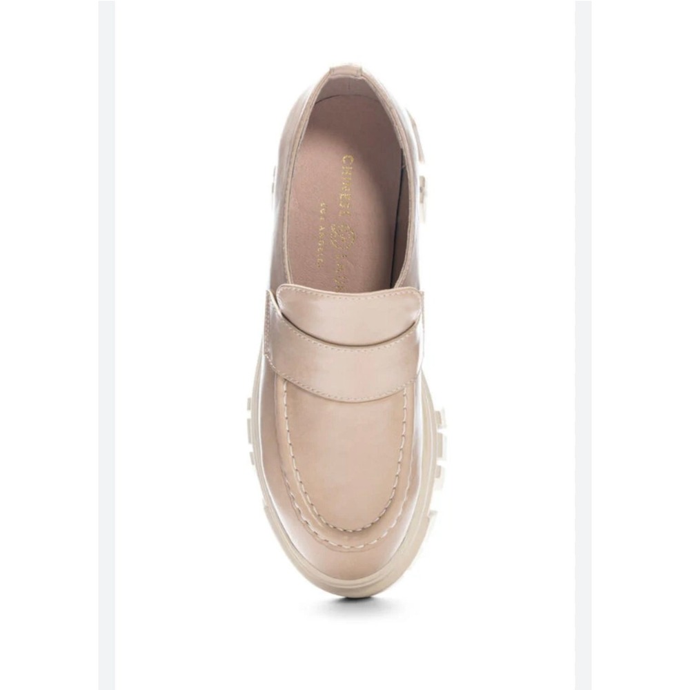 Chinese Laundry Jensen Lug Loafer Beige Chunky Platform Slip On Shoes 8.5 Preppy